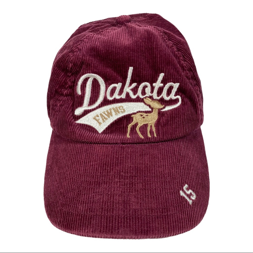 Dakota Fawns Aeropostale Baseball Cap Strap Back Hat Maroon Red Corduroy Deer